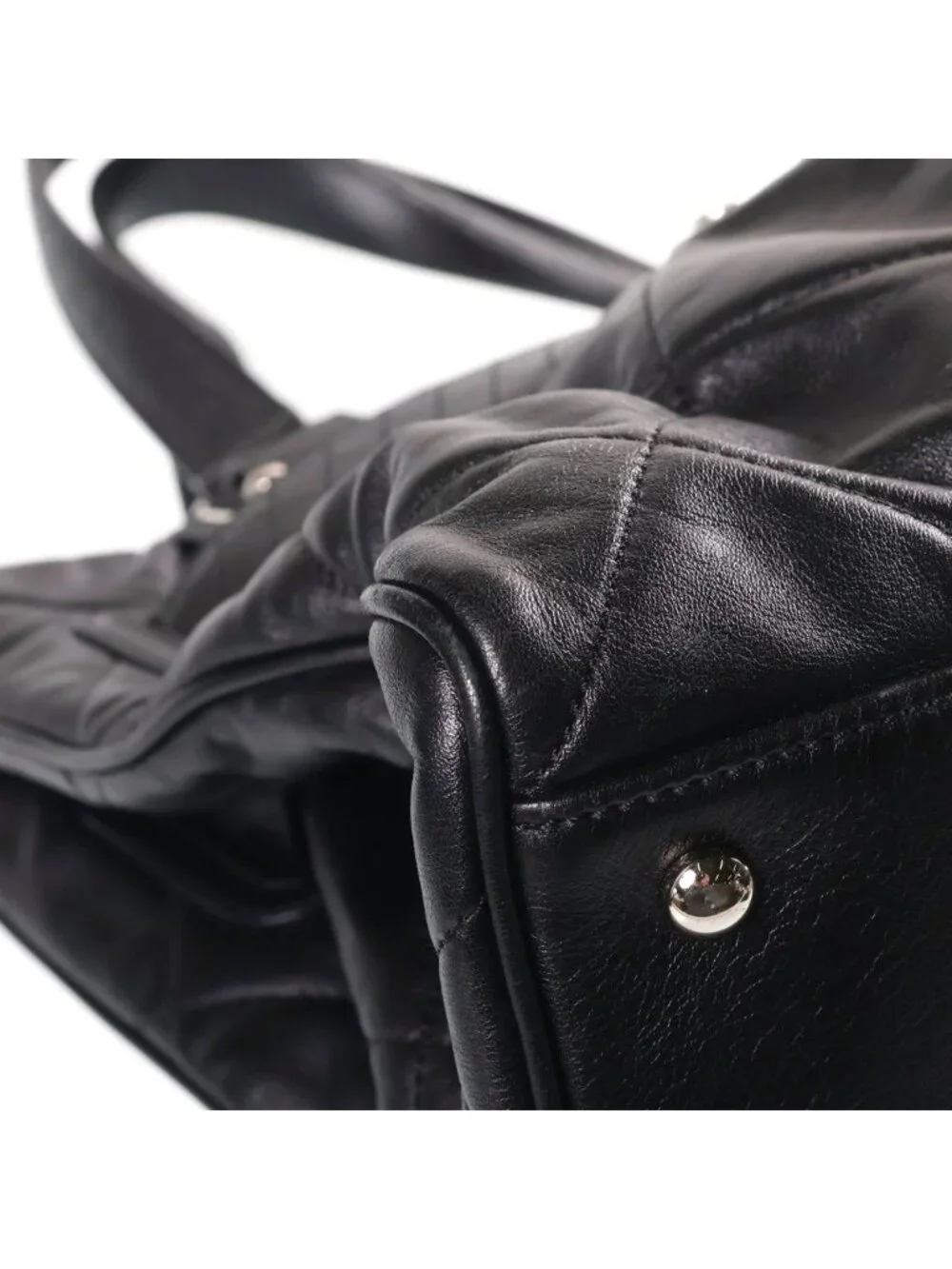 Chanel Paris London Door Latch Tote Bag Lambskin Black Silver 12